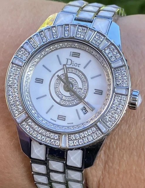Dior Ladies  Watch Diamonds Stunning Condition BOX PAPER 2 Years Warranty