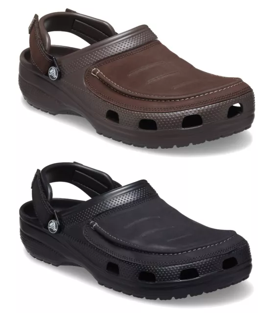 Crocs Mens Yukon Vista II Faux Vegan Leather Croslite Slip Ons Clogs Sandals