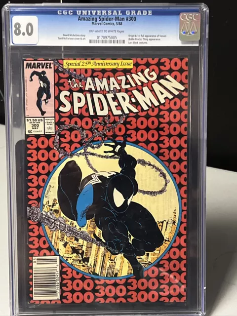AMAZING SPIDER-MAN #300  CGC 8.0 VENOM 1ST APPEARANCE  1988 NEWSSTAND McFARLANE