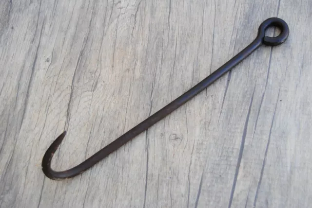 Vintage blacksmith forged meat butcher hanging hook farm decor tool