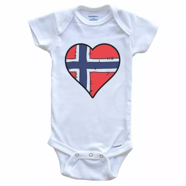 Norway Heart Norwegian Flag Baby Bodysuit