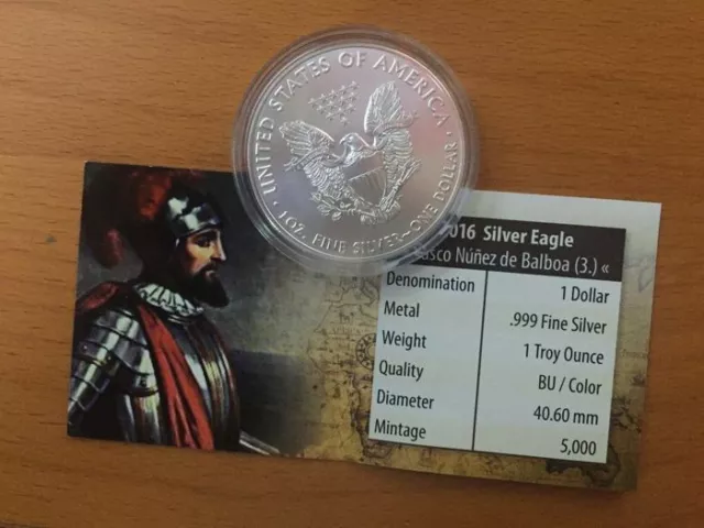 United States. 1 Dollar Núñez de Balboa - " Explorer & adventurer " - 1 Oz 3