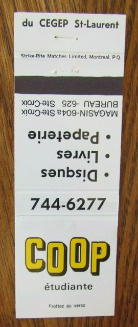 Cegep St-Laurent (Montreal, Quebec) Matchbook Matchcover -F6