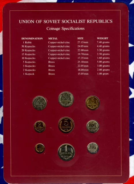 Coin Sets of All Nations USSR Russia UNC w/card All 1978 but 5,15 Kopecks 1979 2