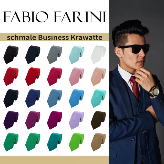 Fabio Farini Herren Krawatte Klassische 6 cm Schmale Schlips verschiedene Farben