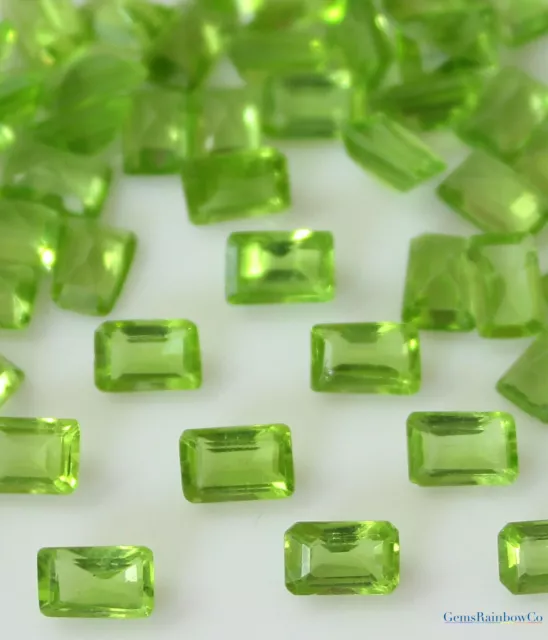 Natural Peridot 5x3mm, 6x4mm and 7x5mm Octagon Faceted Loose gemstone A Quality