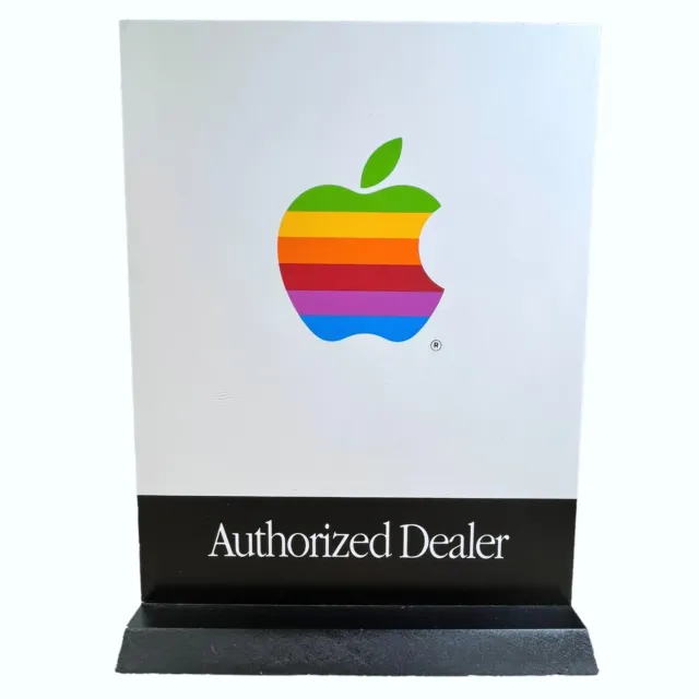 Original Apple Computer Authorized Dealer Store Sign 12" Color Logo Vintage
