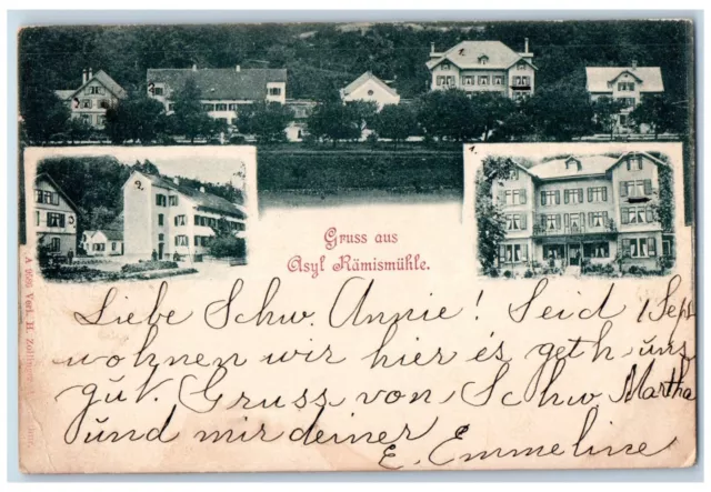 c1905 Greetings from Asyl Ramismuhle Switzerland Posted Multiview Postcard