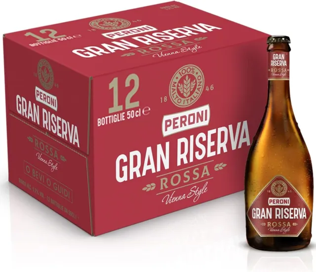 Birra Peroni Gran Riserva Rossa Aroma di Malto e Caramello, 12 Bottiglie x 50cl