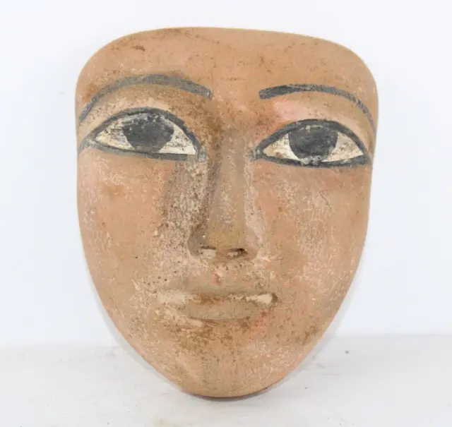 RARE ANCIENT EGYPTIAN ANTIQUE CARVED WOOD Mummy Mask Tomb Coffin (A4+)