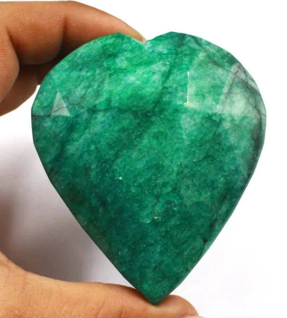 400-420 Ct Certified Green Emerald Natural Brazilian Heart Shape Gemstone GH38