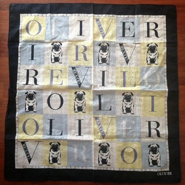 Oliver di Valentino Fazzoletto Sz 17 X 18 pollici Raro!