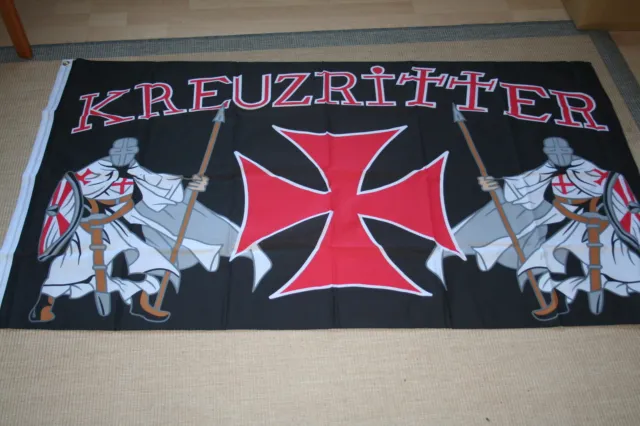 Ausverkauf  Fahne Flagge  2 Kreuzritter  Templer Mittelalter 150 x 250  XXL  NEU
