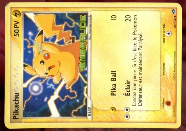 Promo Pokemon Francaise N°  60/106 Pikachu Non Holo Avec Logo Ex Emeraude Rr ...