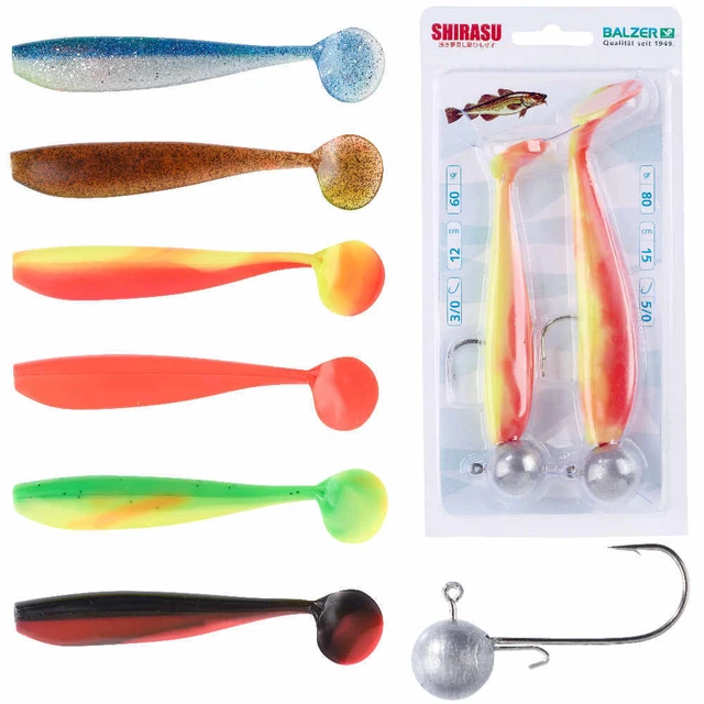 Balzer Shirasu Dorsch Gummi Set 12+15cm Farbe und Gewicht wählbar Dorschangeln
