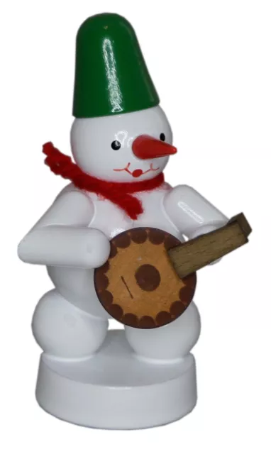 Miniaturfigur Schneemann Musikant mit Laute BxHxT 4,4x7,8x4,5cm NEU Holzfigur