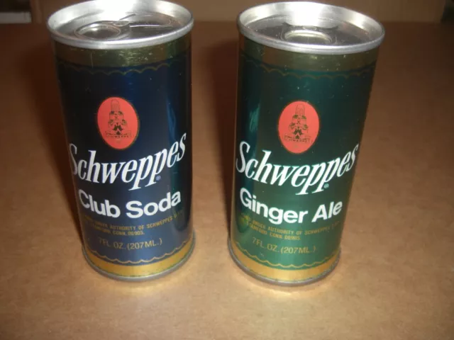 Schweppes Gingerale & Club Soda 7 oz S/S Cans Original  lot of 2