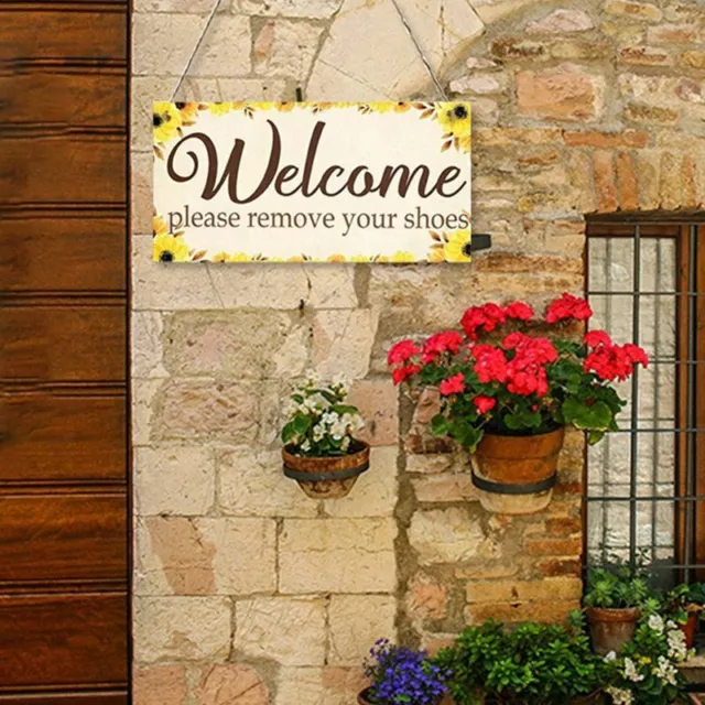 Welcome Please Remove Your Shoes Hanging Wood Plaque Door Wall Yard Pretty N.AU