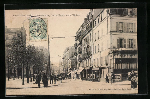 CPA Saint-Mandè, Grande Rue, de la Mairie vers l´Eglise 1905