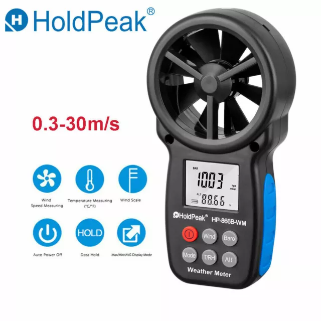 HoldPeak Digital Anemometer Wind Speed Meter HVAC Velocity Air Flow Wind Guage 3