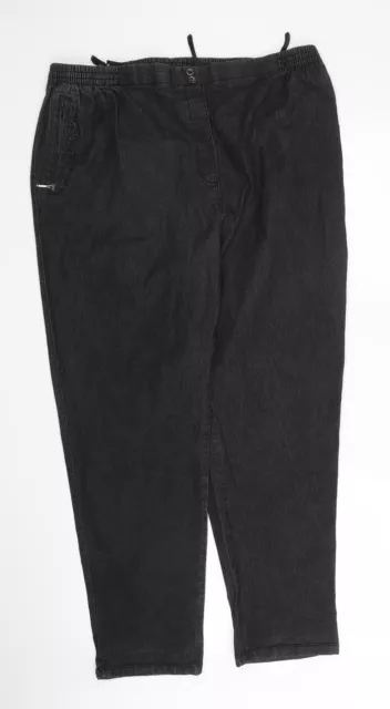 New Fashion Womens Black Cotton Capri Trousers Size 34 in L25 in Regular