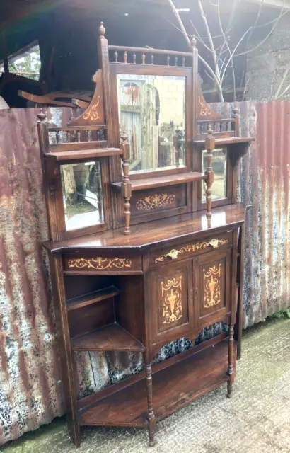 Victorian Marquetry Inlaid Rosewood Parlour Cabinet 2