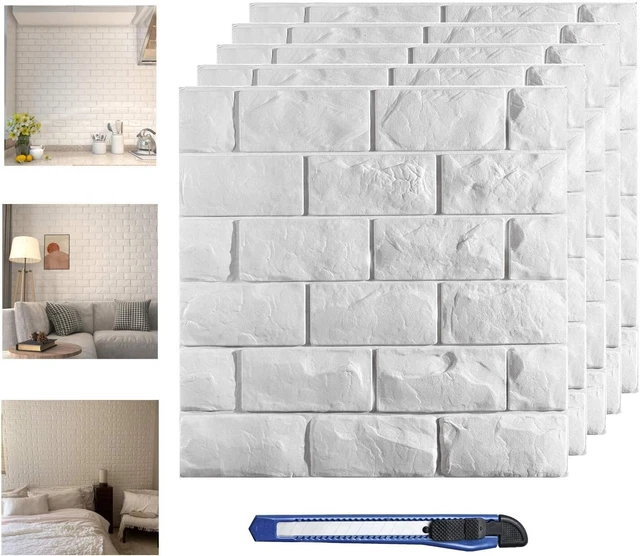 3D WHITE BRICK Wallpaper Wall Panels Peel and Stick Self Adhesive Faux