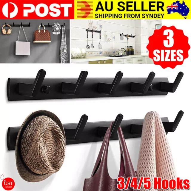 3/4/5 Hooks Key Coat Clothes Door Holder Rack Hook Aluminum Wall-Mounted Hanger