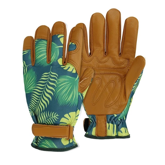 1Pair Cowhide Welding Gauntlets Coffee Works Gloves Garden Glove  Garden