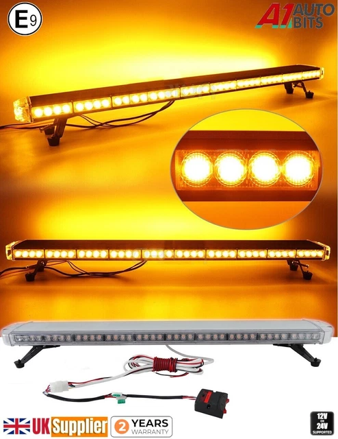 LED AMBRE BARRE Lumineuse Clignotant Phare Warning 1200mm 122cm 12V 24V ...