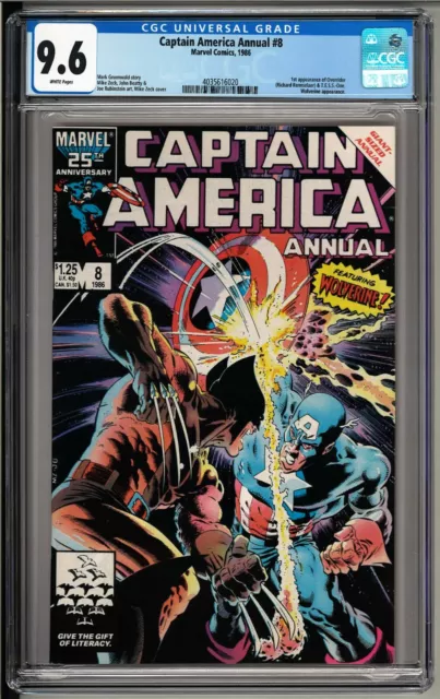 Captain America Annual #8 (1986) CGC 9.6 White! Wolverine! Classic Mike Zeck!!