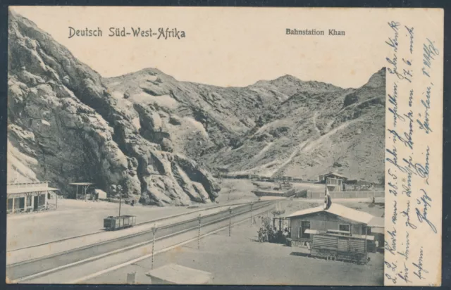DSW Feldpost AK Bahnstation Khan ab Swakopmund 1906 nach Windhuk (7719)