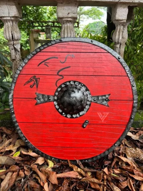 24" Norse Wooden Battle Ready Viking Shield Bouclier médiéval Ornement... 2