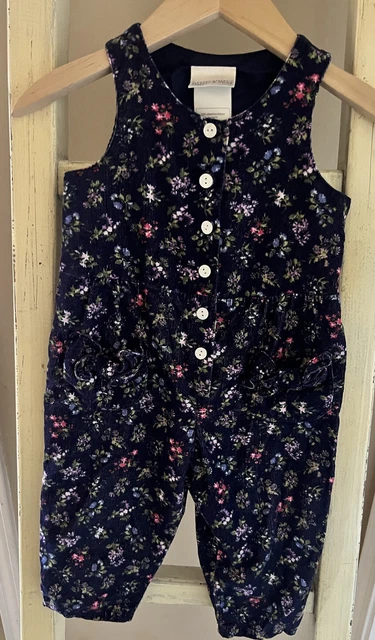 VINTAGE LAURA ASHLEY Mother & Child Blue Velvet Corduroy Jumpsuit size