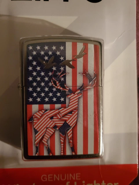 Zippo  FLAG & DEER,  Genuine Windproof Lighter USA Made