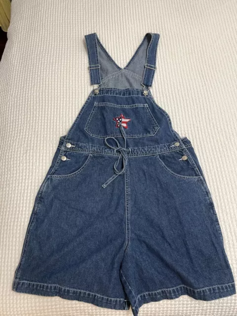 womens Vintage denim short overalls (USA Star) M