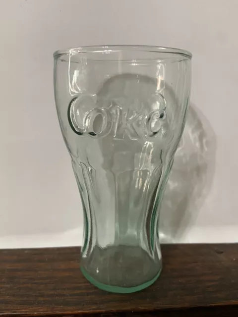 Vintage Small 4.5" Coke Coca-Cola Green Glass Collectible Juice Cup