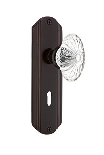 Nostalgic Warehouse Deco Plate with Keyhole Privacy Oval Fluted Crystal Glass