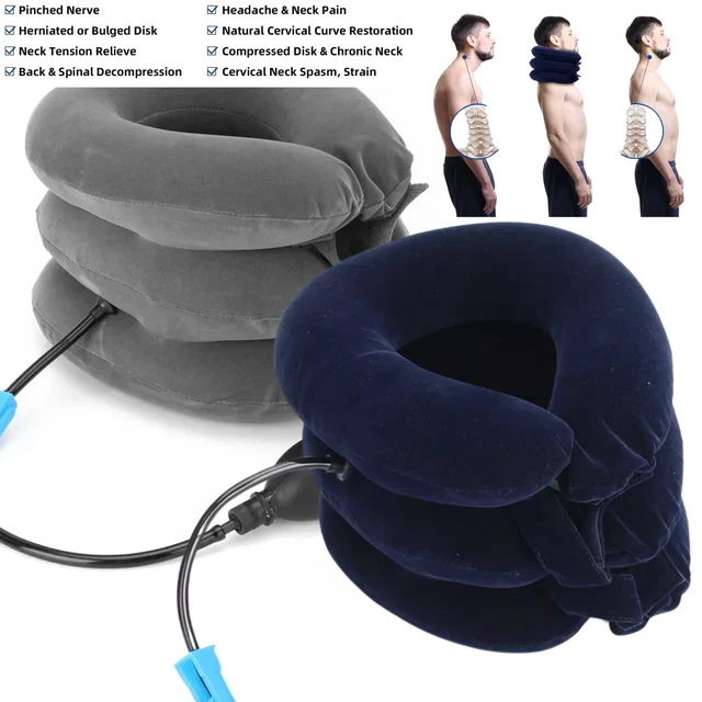 Air Inflatable Neck Pillow Head Cervical Traction Support Stretcher Pain Relief