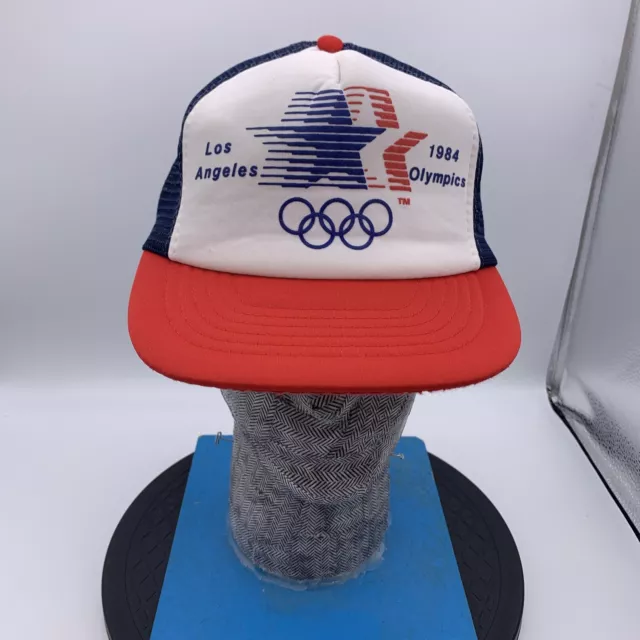 VINTAGE 1984 OLYMPICS Los Angeles Cap Hat Mesh SnapBack Red White ...