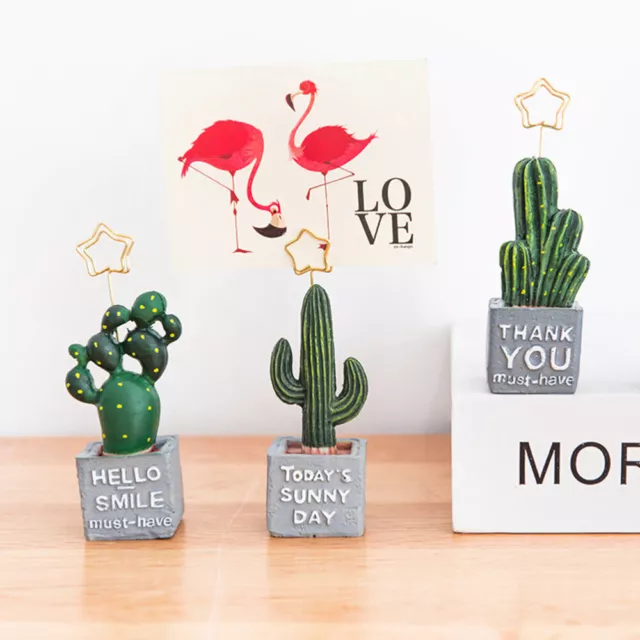 4 Pcs Creative Cactus Business Name Place Stand Table Number Holder Photo Memo 3