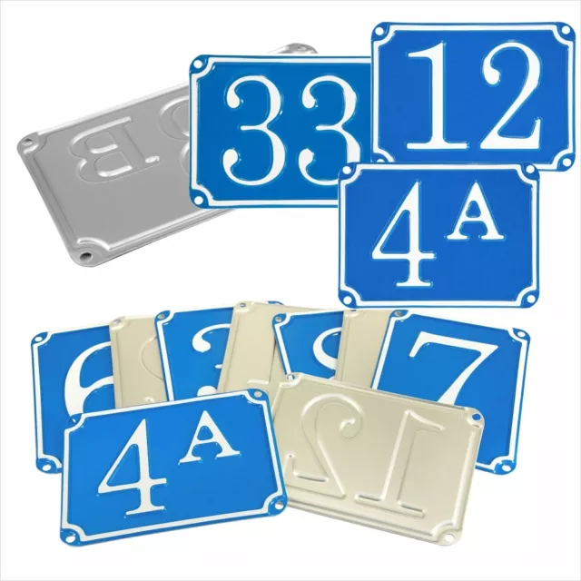 French Traditional Blue House Number Door Gate plate metal sign plaque 01 to 99