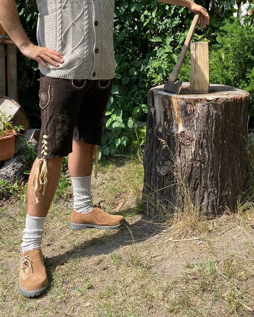 Pantaloni in pelle uomo 1/2 pantaloni Oktoberfest M taglia 50 in pelle bovina pantaloni tradizionali corti Pantaloni in pelle uomo 1/2 pantaloni Oktoberfest M taglia 50 in pelle bovina pantaloni tradizionali corti