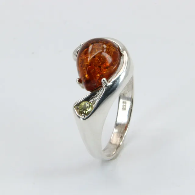 Size 6 1/2 - Size 6.5 Cognac / Brown BALTIC AMBER Ring 925 STERLING SILVER #1618