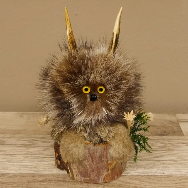 Wolpertinger Preparado Taxidermy Mini Con Edelweiss Y Naranja Ojos #86.1.3.46