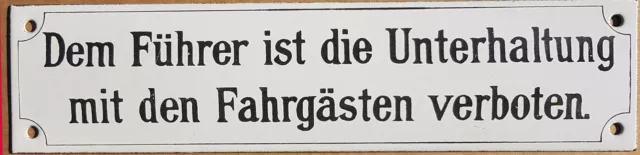 Dem Führer ist die Unterhaltung mit Fahrgästen verboten Bahn DB Email Schild