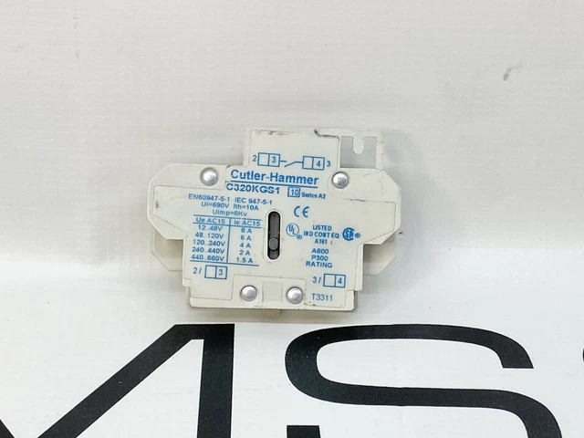 Cutler Hammer C320KGS1 Ausiliaria Contatto Serie A2 Eaton 8a 12-48v Contatore