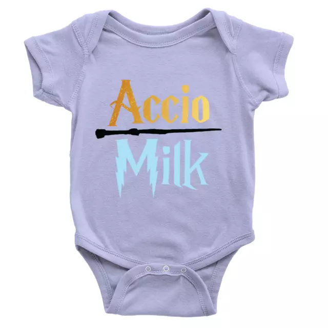 Accio Milk Babygrow Funny Potter Parody New Baby Body Vest Gift Harry Magic