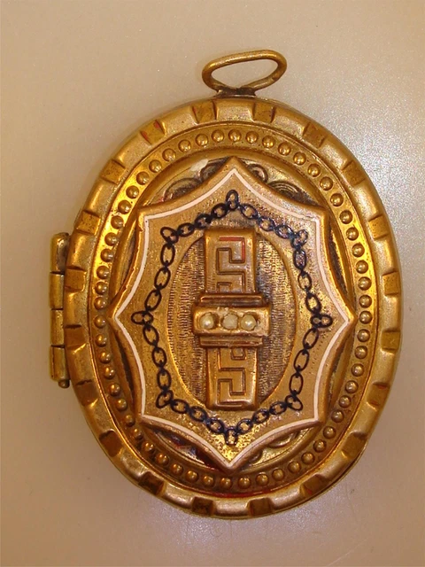 Antique 1800'S Victorian Etruscan Enamel & Seed Pearl Locket! Estate Find!!