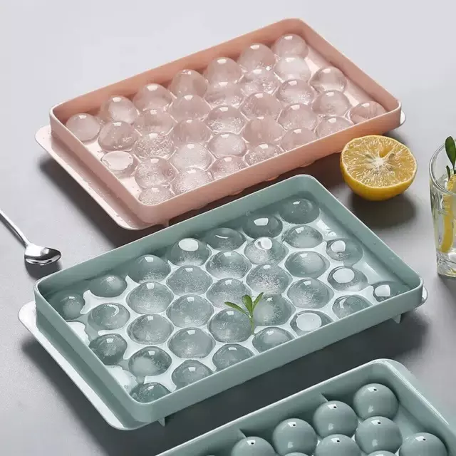 DIY Round Ice Cube Ball Maker PP Tray Silicone Sphere Mold Bar Whiskey Cocktails